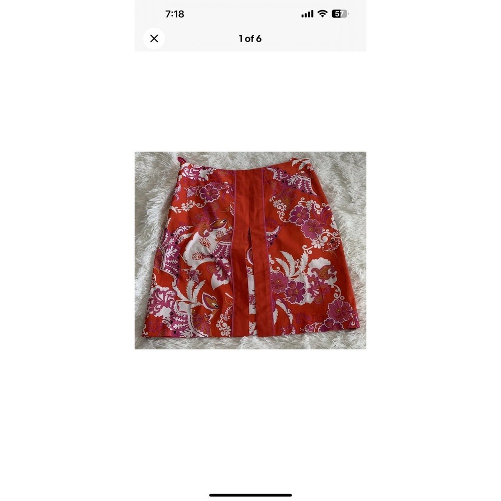 Island Republic Woman's Size 4 Orange/Pink Floral Print Lined Skirt